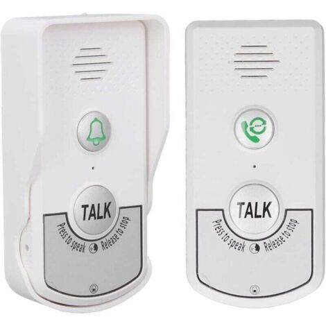 Sonnette d'interphone sans fil, carillon électronique bidirectionnel 1 V 1, sonnette d'interphone étanche sans fil avec voyant lumineux