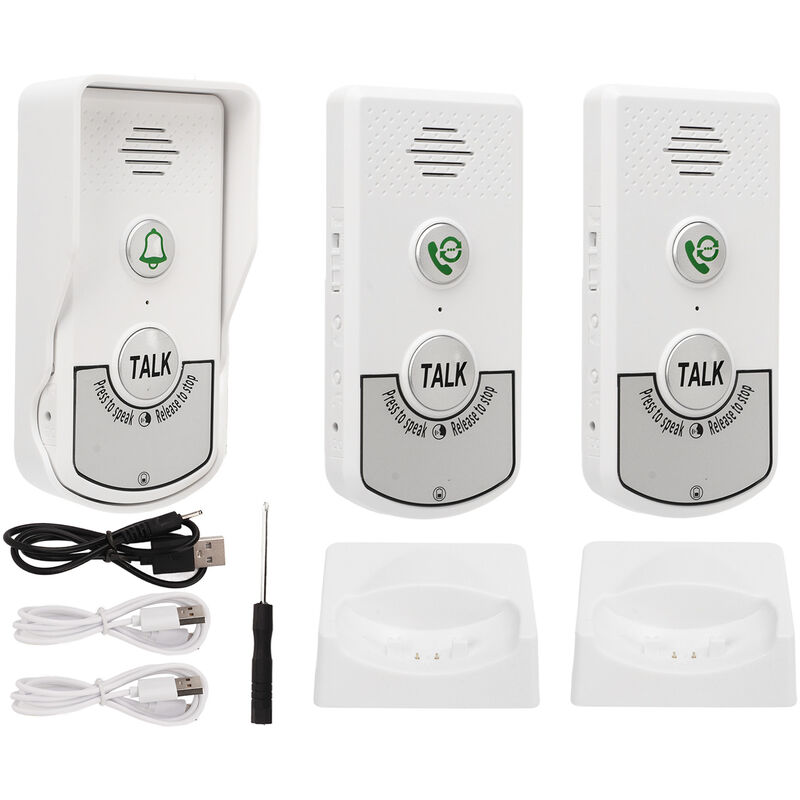 Sonnette d'interphone sans fil, excellente puce, Distance de 1000m, interphone vocal blanc Intelligent, pour maisons et usines - Eosnow