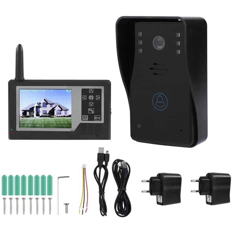 Sonnette d'interphone vidéo sans fil tft Alldigital de 7 pouces avec un moniteur intérieur