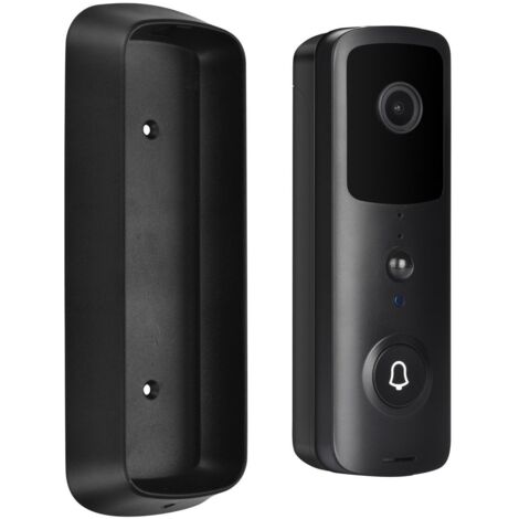 Sonnette étanche de faible puissance d'interphone de surveillance à distance de smartphone visuel de WIFI sans fil，noir