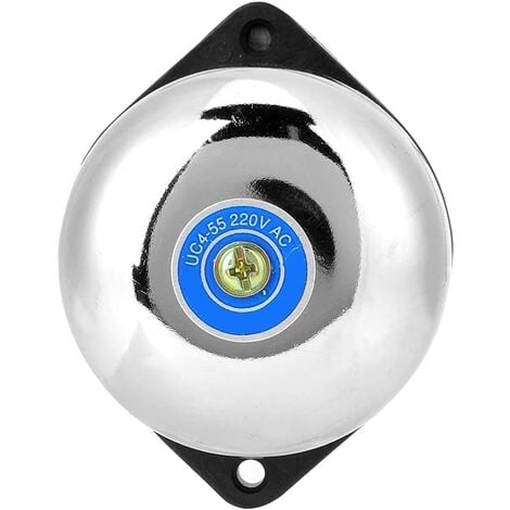 Sonnette Industrielle Classique en Acier Inoxydable, Sonnette Électrique en Acier Inoxydable de 2,17 pouces 220V 5W Cloche Électrique Interne Sans Étincelle