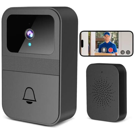 Sonnette intelligente avec caméra, sonnette vidéo sans fil et fonction interphone à modification vocale.