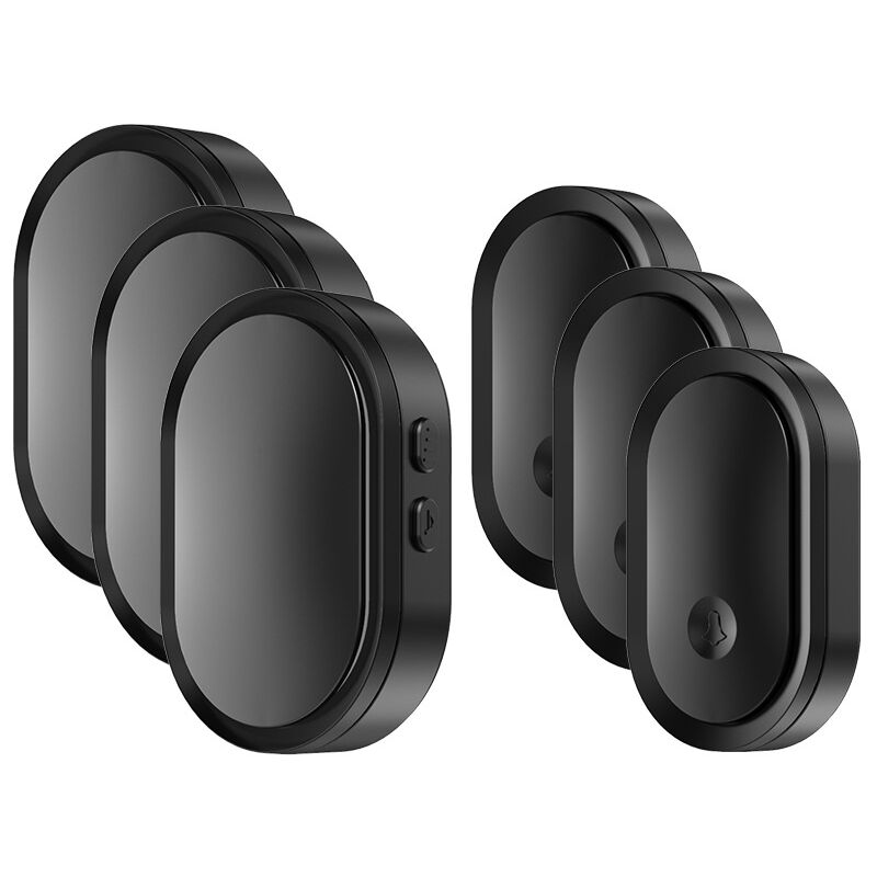 Gotrays - Sonnette led intelligente pour la maison avec 3 sonnettes et 3 boutons, noir