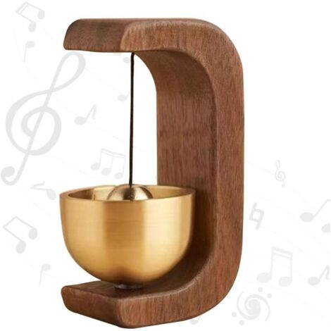 Sonnette magnétique. Carillon à vent autocollant pour porche, mur, jardin ou magasin. Cadeau de pendaison de crémaillère. Carillon à vent vintage en bois avec cloche en laiton.