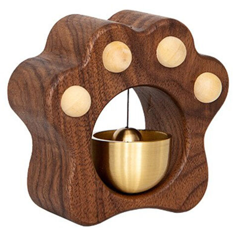 Sonnette Murale en Bois Paw 2, Sonnette Adhesive à Suction pour Porte, Rappel d'Entrée en Forme de Patte de Chat