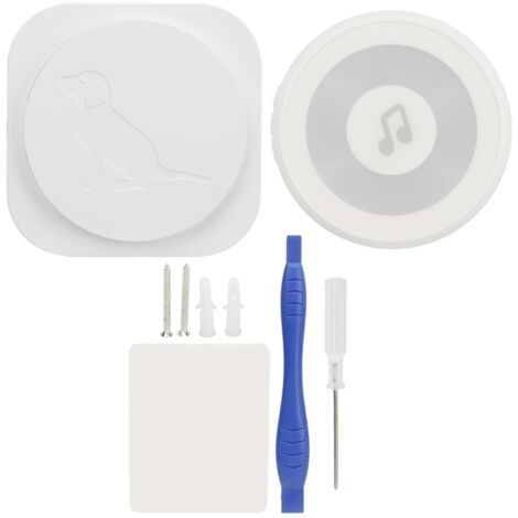 Sonnette pour Chien sans Fil avec Émetteur Récepteur, 4 Modes Clignotants, Contrôle Tactile, Alimentation 110‑220V, Blanc