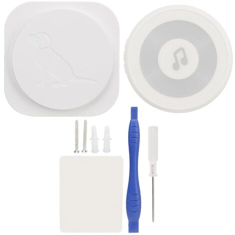 Sonnette pour Chien sans Fil avec Émetteur Récepteur, 4 Modes Clignotants, Contrôle Tactile, Alimentation 110‑220V, Blanc
