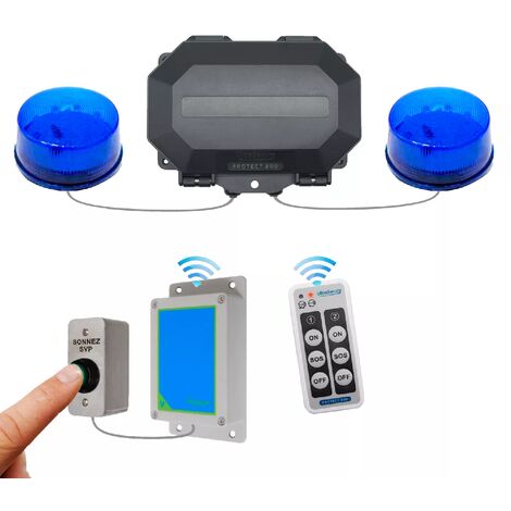 Sonnette PRO armable silencieuse haute-résistance 2 flashs sans-fil portée 800m - Durée ajustable / SOS (PROTECT 800)