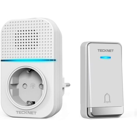 Sonnette Sans Fil,    400m Sonnette de Porte IP65 Étanche Carillon Electronique, Sonnette de Porte avec Fonction de Charge et Lumière LED, 60 Mélodies au 5 Niveaux Volumes