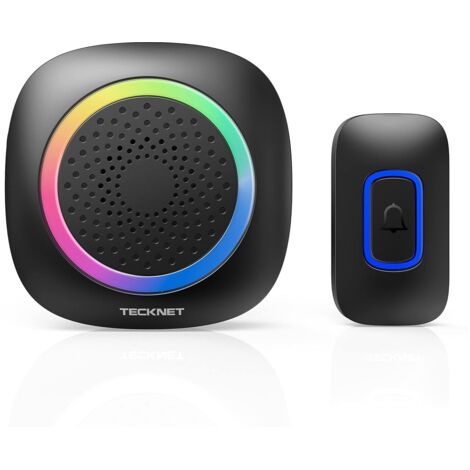 Sonnette sans fil alimentée par batterie avec lumière RVB, 60 mélodies, étanche IP66, adaptée à une utilisation en extérieur, kit de sonnette domestique, sonnette sans fil à portée de 400 m