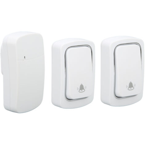 Sonnette sans fil avec 2 émetteurs, longue portée, 38 mélodies, sans piles, pour maison, alimentation 100-230V AC, prise européenne
