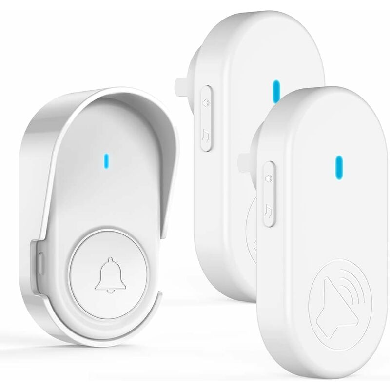 Sunxury - Sonnette sans fil avec 2 récepteurs enfichables Carillon de porte étanche IP65 Portée de fonctionnement jusqu'à 1050 pieds/320 m 5 niveaux