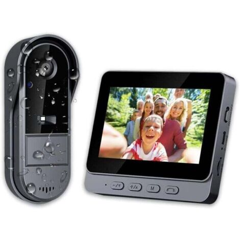 Sonnette sans fil avec caméra 1080p – Interphone vidéo extérieur étanche IP67 – Écran 4,3 pouces – Vision nocturne 170°