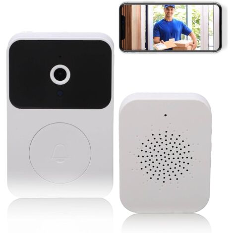 Sonnette sans fil avec caméra HD – Vision nocturne – Wi-Fi 2,4G – Alimentation rechargeable – Interphone bidirectionnel – 19 sonneries