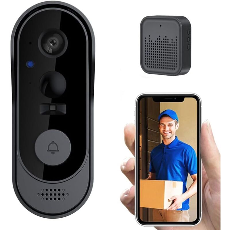 Sonnette sans Fil avec Caméra,1080P WiFi Sonnette Étanche,Sonnette audio intelligente Interphone ,L'application se réveille,Détection pir