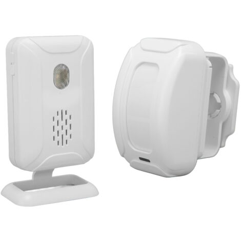 Sonnette sans fil avec détecteur de mouvement, indicateur LED et volume réglable - alarme d'entrée pour commerces ou villas
