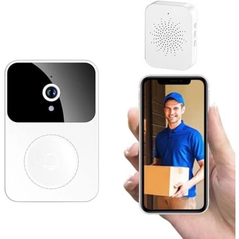 Sonnette Sans Fil Connectée Avec Caméra De Surveillance, Wifi Smart Camera, Enregistrement Vidéo, Sonnette Porte (Type-C), Plusieurs Sonnerie Rechargeable, Connexion Smartphone Android Et Iphone.
