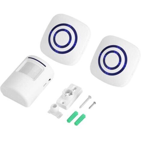 Sonnette sans Fil Detecteur de Mouvement Carillon De Porte Eléctrique 36 Mélodies Alarme De Sécurité avec Emetteur et Récepteur pour Maison Bureau Hôtel Boutique Magasin(1+2 EU)