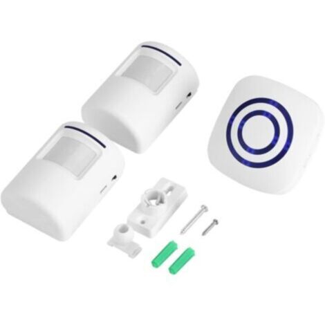 Sonnette Sans Fil Detecteur de Mouvement Carillon De Porte Eléctrique 38 Mélodies Alarme De Sécurité avec Emetteur et Récepteur pour Maison Bureau Hôtel Boutique Magasin(2+1 EU)