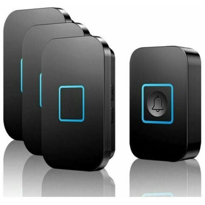 Treetalk - Sonnette sans fil, ensemble de sonnette sans fil, portée de 400 m IP55 sonnette de porte d'entrée extérieure étanche avec 3 récepteurs