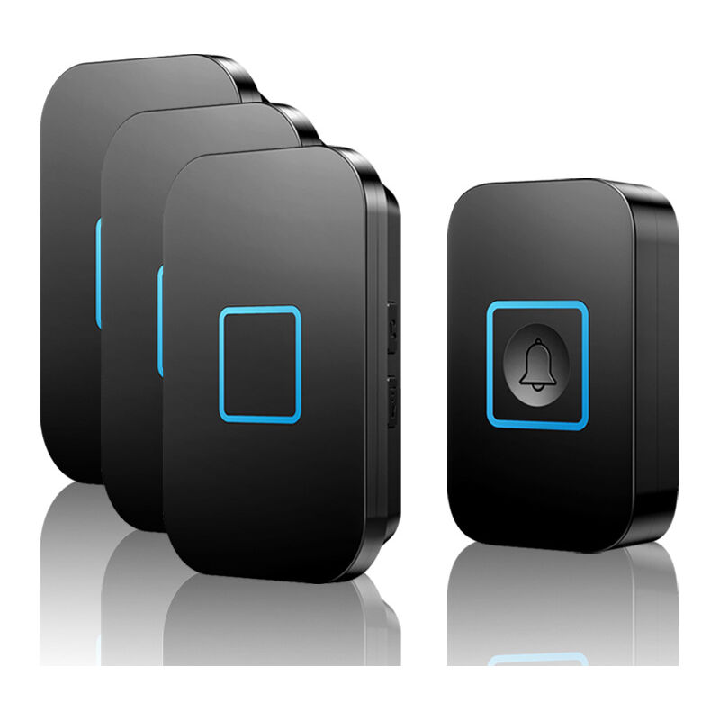 Kcvv - Sonnette sans fil, ensemble de sonnette sans fil, portée de 400 m IP55 sonnette de porte d'entrée extérieure étanche avec 3 récepteurs