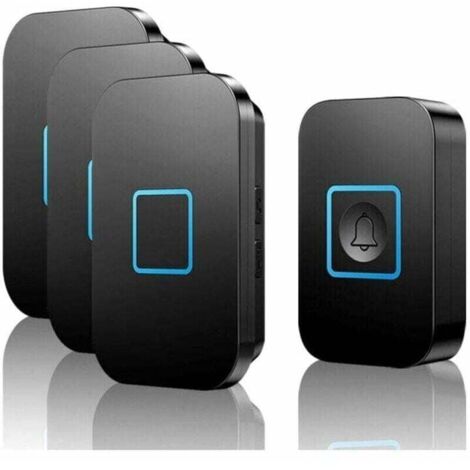 Sonnette sans fil, ensemble de sonnette sans fil, portée de 400 m IP55 sonnette de porte d'entrée extérieure étanche avec 3 récepteurs enfichables, 60 mélodies, 5 niveaux de volume, branchez simplemen