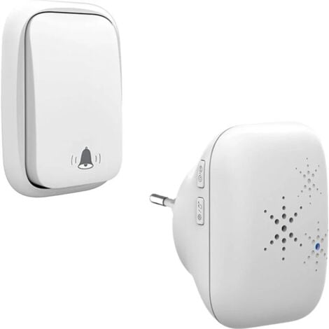 SJQKA Sonnette sans Fil et sans Pile Extérieur Étanche IP 65 Neige Pluie Humidité,blanc