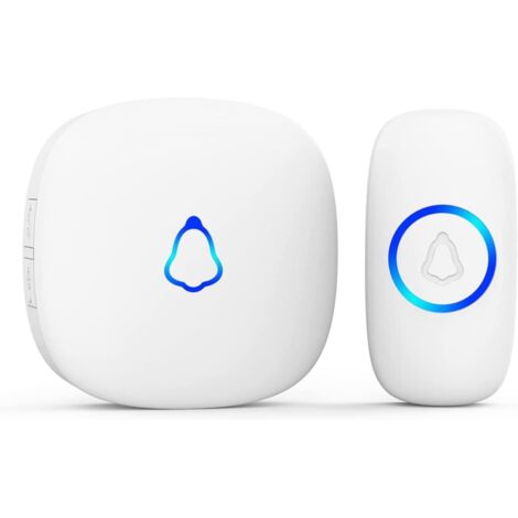 Sonnette Sans Fil Exterieur Etanche, Doorbell Avec 1 Récepteurs + 1 Émetteur À Pile, 58 Mélodies Carillon, 5 Niveaux Volume 120 dB, LED, 300m Longue Portée Sonette Pour Maison,Appartement,Blanc