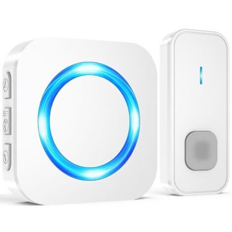 Sonnette sans Fil Exterieur Étanche, Longue Portée 400M de Carillon Electronique Kit avec Récepteurs Enfichables, 55 Mélodies au 5 Niveaux Volumes pour Maison, Indicateur LED, Blanc