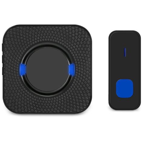 sonnette Sans Fil Exterieur Etanche, Wireless  Brancher Pour La Maison, Kit De Carillon Avec Clignotant Led Bleu, 300m Gamme, 55 Mlodies, 5 Niveau