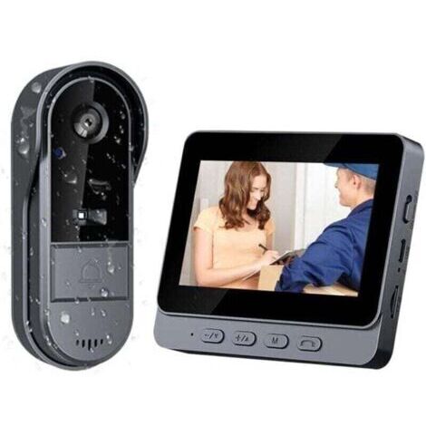 Sonnette sans fil extérieure étanche 1080P – Caméra HD 170° – Vision nocturne infrarouge – Écran IPS 4,3 pouces – Interphone audio bidirectionnel