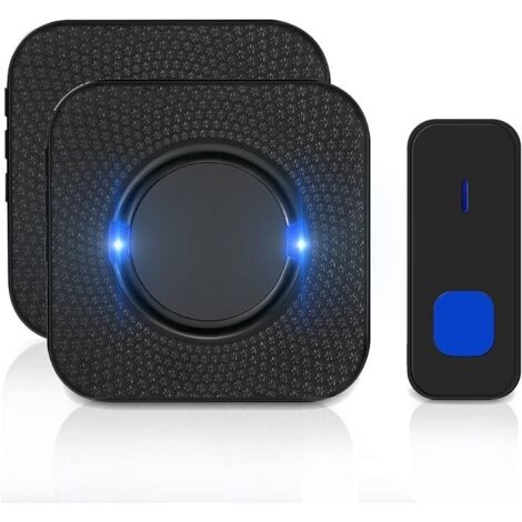 Sonnette sans fil extérieure étanche, portée 300 m et sonnette flash LED, sonnette sans fil de bureau.