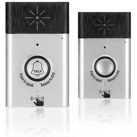Sonnette sans Fil Intelligente, Interphone Vocal, Kit de Carillon de Sonnette Electronique, Audio Bidirectionnel, Portée de 200 m, pour Maison, Bureau, Hôtel (Argent)