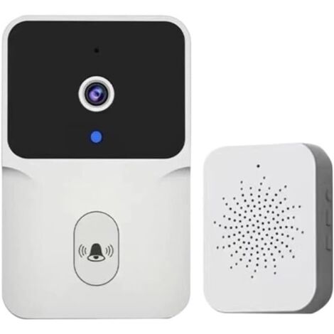 Sonnette sans fil, interphone bidirectionnel, fonction de conversion vocale, prend en charge les appels vidéo à distance (blanc)