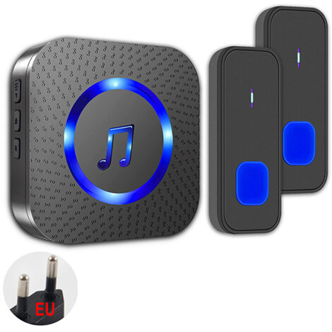 Sonnette Sans Fil IP55 - Portée 400m, 55 Mélodies, 5 Niveaux de Volume, LED Clignotante - Pour Maison & Hôtel (2 Émetteurs + 1 Récepteur)