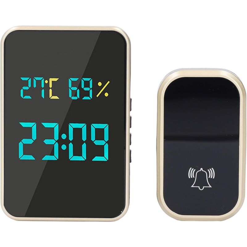 Sonnette sans Fil, Portée de 100 M, Sonnette Auto-alimentée avec 38 Carillons, 4 Niveaux de Volume, Flash LED et Bouton Poussoir sans Pile, Carillon