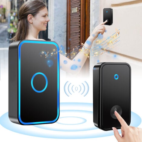 Sonnette sans Fil, SDLOGAL Sonnette de Porte Étanche Kit de Carillon Electronique avec 1 Récepteurs Enfichables, 60 Mélodies pour Maison, Bureau, Hôtel