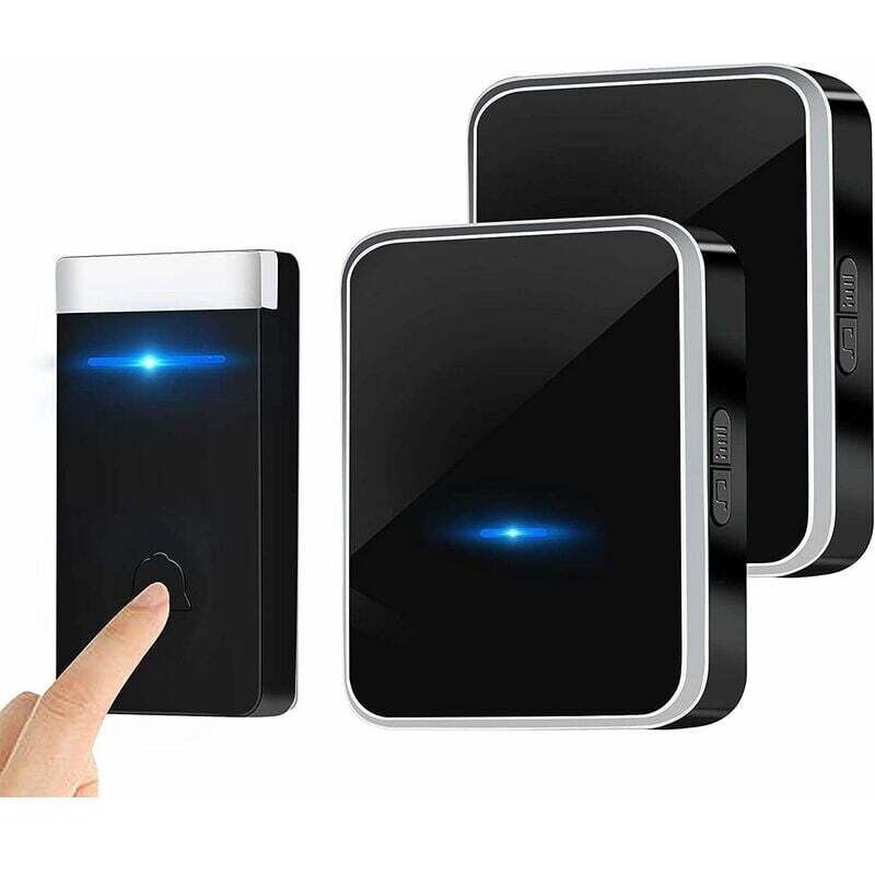 Serbia - Sonnette Sans Fil, Sonnette de Porte Étanche Kit de Carillon Electronique avec 2 Récepteur Enfichables, 150M Gamme, 45 Mélodies au 4 Niveau