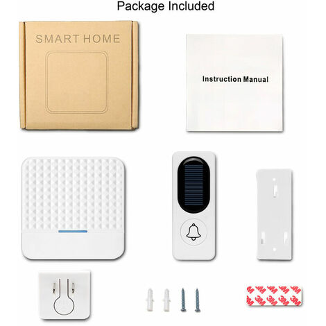 Sonnette Sans Fil Sonnette électronique solaire sans fil (blanc）