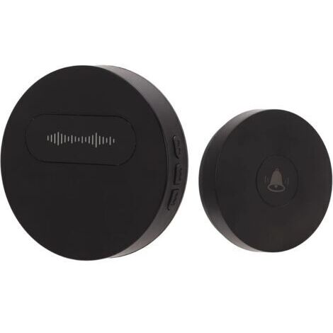 Sonnette sans Fil, Sonnette étanche 150 M avec 58 Mélodies 4 Niveaux de Volume 90 DB sans Fil pour Maison, Appartements, 1 Récepteur et 1 Bouton Poussoir (noir)