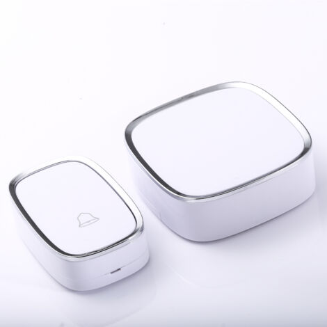 Sonnette sans fil, sonnette étanche de 300 m de portée, sonnette sans fil avec 1 émetteur et 1 récepteur enfichable et 36 sonneries 4 niveaux de volume pour la maison, le bureau, le magasin