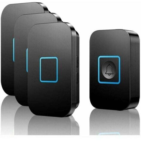 Sonnette sans fil, sonnette extérieure étanche IP55, portée effective de 400 mètres, 3 récepteurs enfichables, réglage du volume à 5 niveaux, branchez et utilisez.