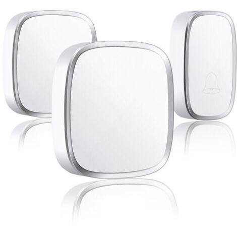Sonnette sans fil, sonnette extérieure sans fil étanche portée 300 m, kit sonnette avec LED et 36 mélodies à 4 niveaux de volume, pour la maison, le bureau, l'hôtel - 1 émetteur et 2 récepteurs