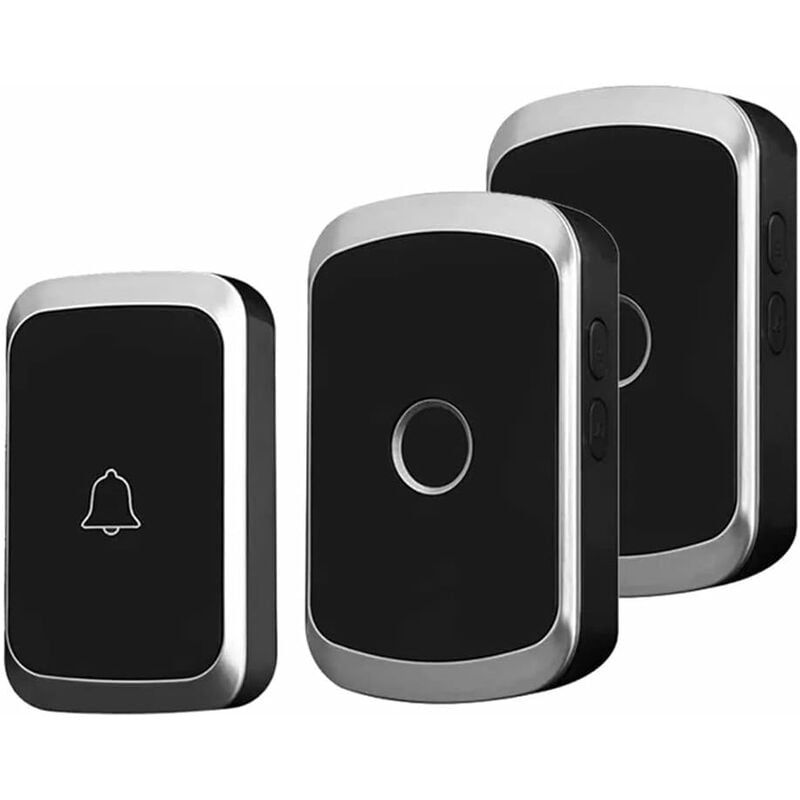 Gotrays - Sonnette sans fil, sonnette led intelligente domestique, 1 sonnette et 1 bouton dans un rayon de 300 mètres,noir