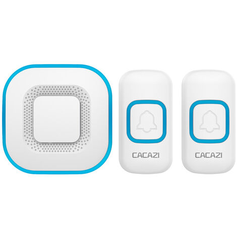 Sonnette sans fil, sonnette LED intelligente pour la maison, 1 sonnette, 2 boutons,blanc