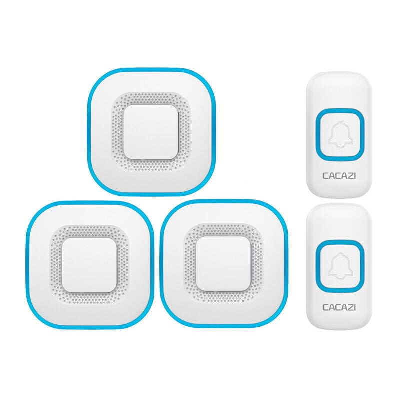 Gotrays - Sonnette sans fil, sonnette led intelligente pour la maison, 3 sonnettes, 2 boutons,blanc