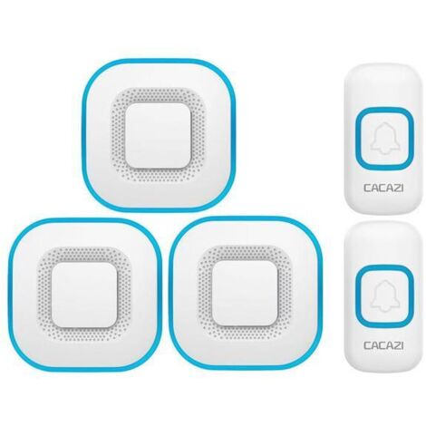 Sonnette Sans Fil, Sonnette Led Intelligente Pour La Maison, 3 Sonnettes, 2 Boutons,Blanc