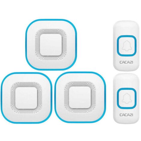 Sonnette sans fil, sonnette LED intelligente pour la maison, 3 sonnettes, 2 boutons,blanc