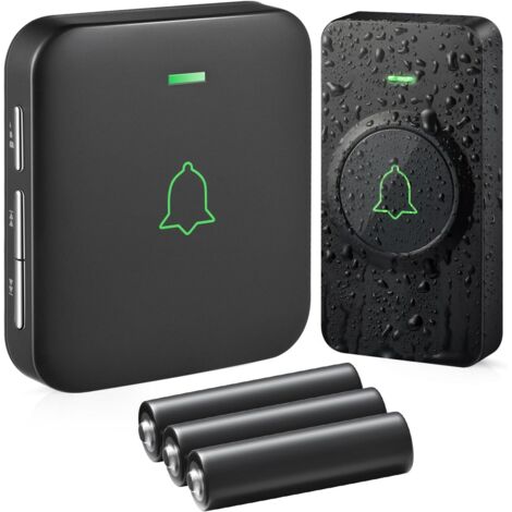 Sonnette sans Fil, Sonnette sans Fil extérieur étanche 400 m étanche, Kit de Carillon électronique, IP55 Eau et poussière, 52 mélodies aux 5 Niveaux de Volume, Batteries incluses, BA-11