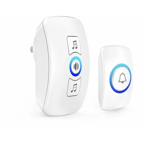 Sonnette sans Fil, Sonnette sans Fil Exterieur Etanche IP66, Kit de Carillon sans Fil 300M avec LED Flash et 36 Sonneries 4 Niveau Volumes pour Urgence, Maison, Htel-1 Emetteur et 1 Récepteur